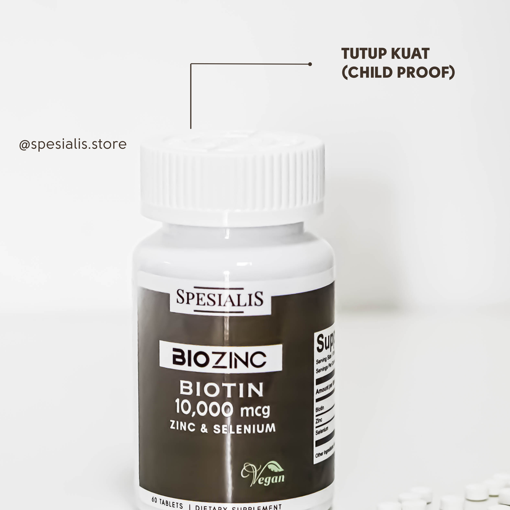 BIOZINC (BIOTIN 10.000mg + zinc dan selenium) 60 tabs