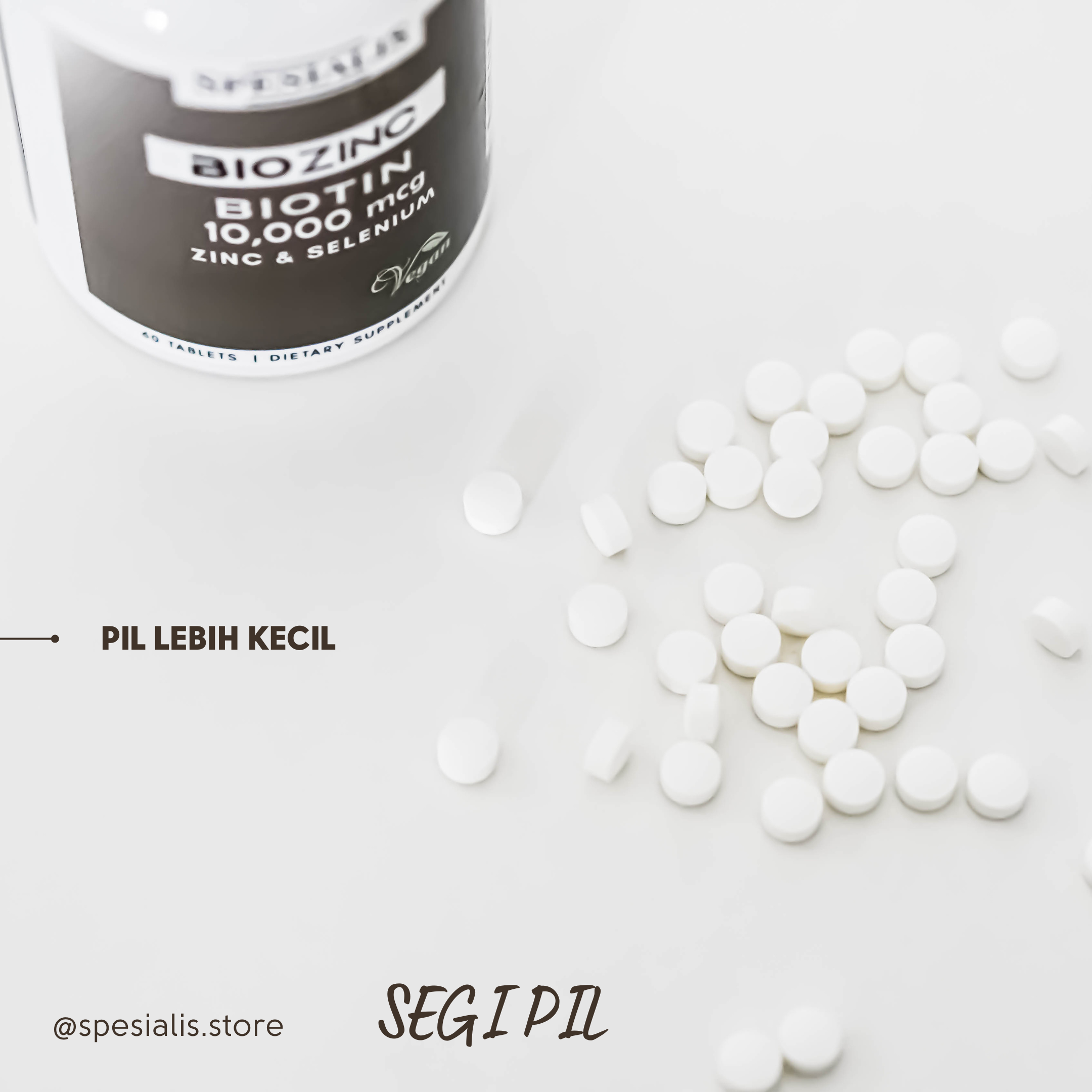 BIOZINC (BIOTIN 10.000mg + zinc dan selenium) 60 tabs